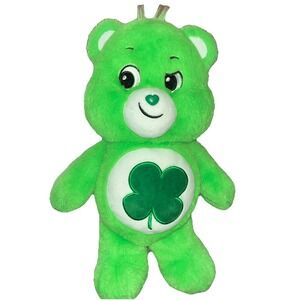 Care Bears Good Luck Bear Plush 14" Green Shamrock Stuffed Animal Toy Gift